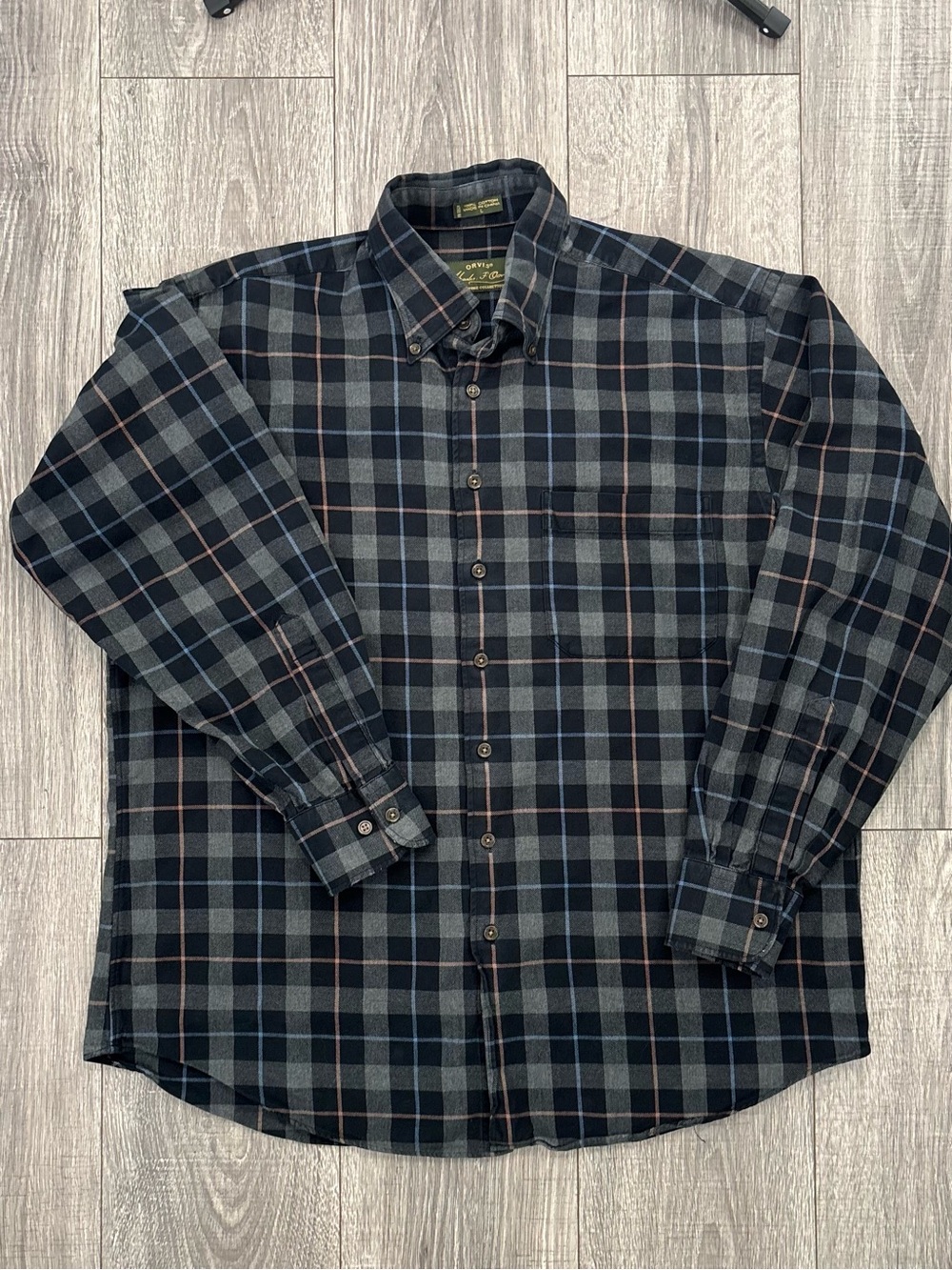 Orvis Signature Collection Men’s Plaid Button Down Shirt Large 100% Cotton